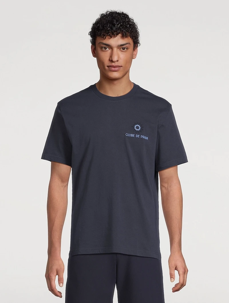 Rosa Clube de Praia Embroidered T-Shirt