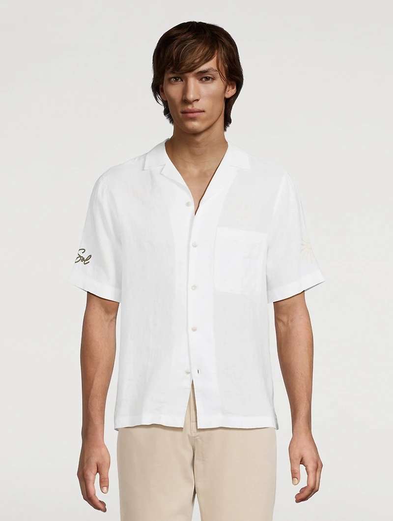 Alves Linen Embroidered Camp Shirt