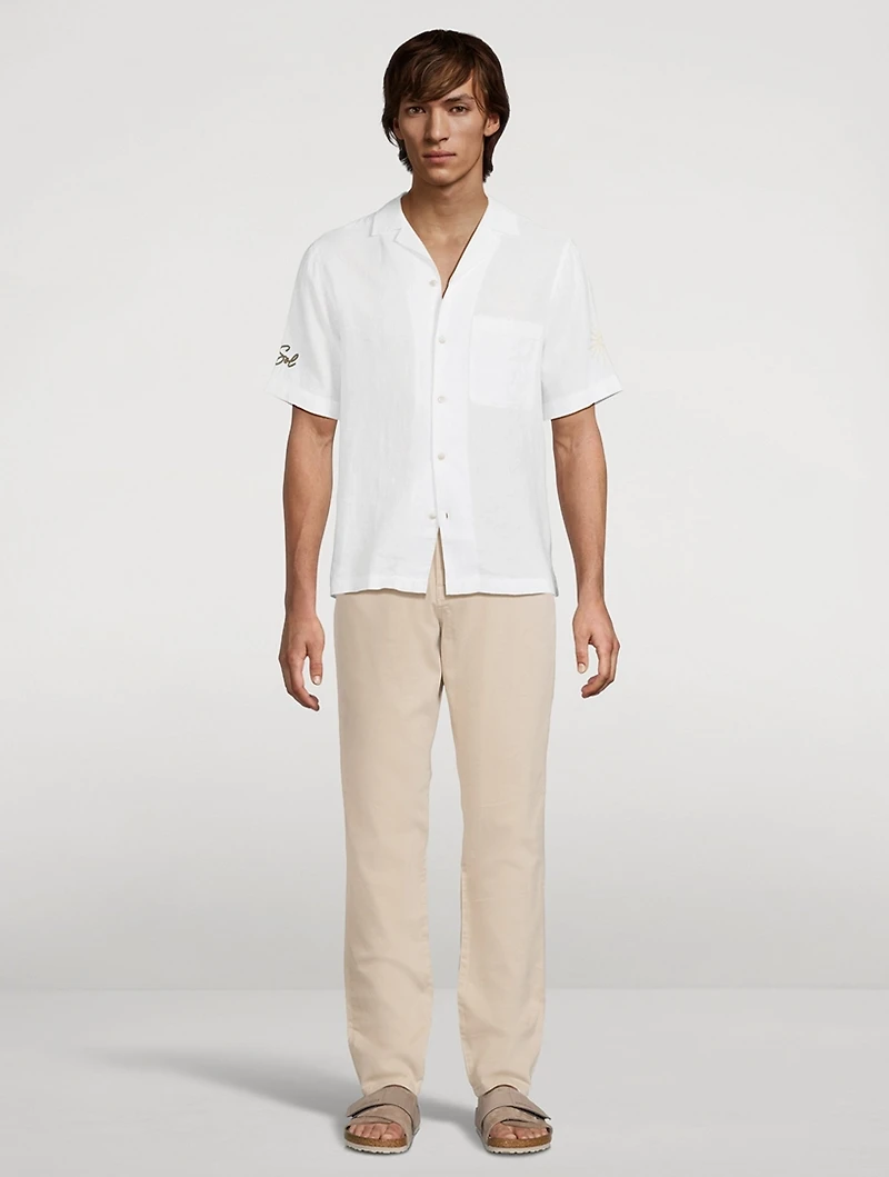 Alves Linen Embroidered Camp Shirt