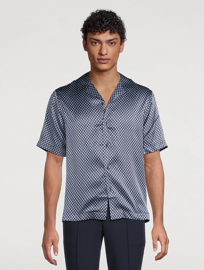 Roberto Silk Printed Camp Shirt
