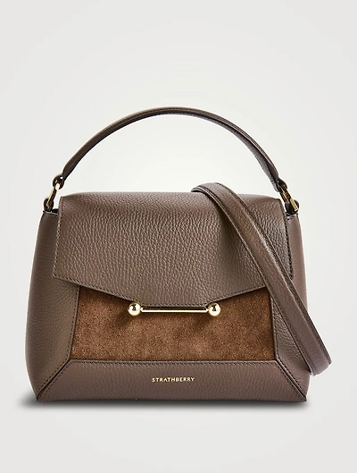 Mosaic Leather And Suede Top Handle Bag