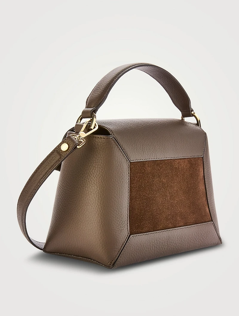 Mosaic Leather And Suede Top Handle Bag