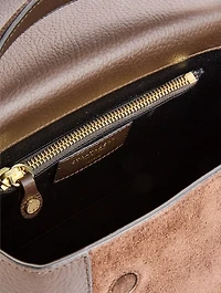 Mosaic Leather And Suede Top Handle Bag