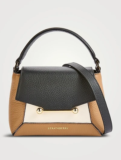 Nano Mosaic Leather Top Handle Bag