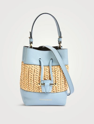 Osette Leather And Raffia Bucket Bag