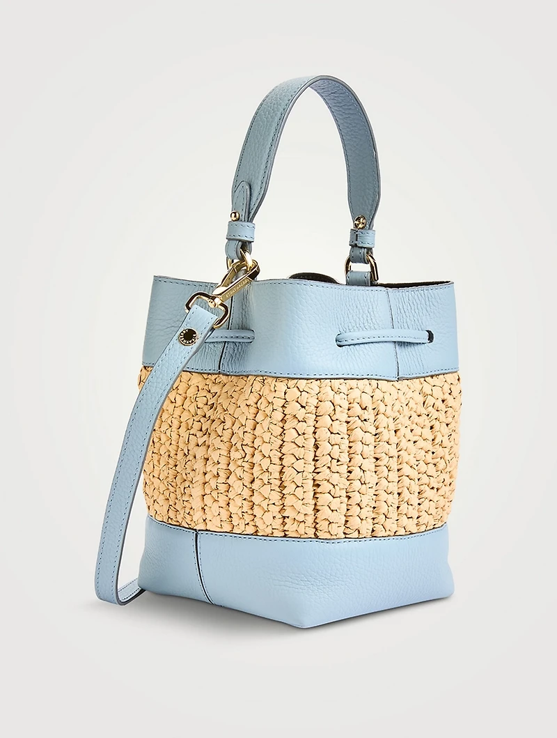 Osette Leather And Raffia Bucket Bag