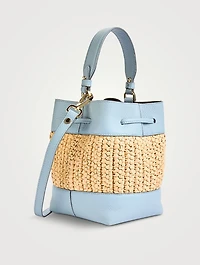Osette Leather And Raffia Bucket Bag