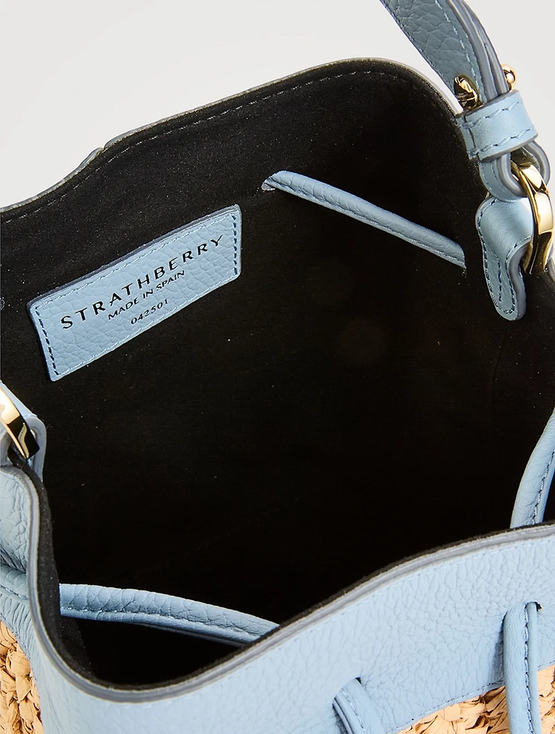 Osette Leather And Raffia Bucket Bag
