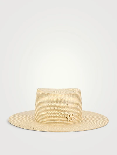Striped Straw Boater Hat
