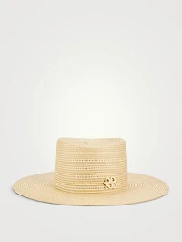 Striped Straw Boater Hat
