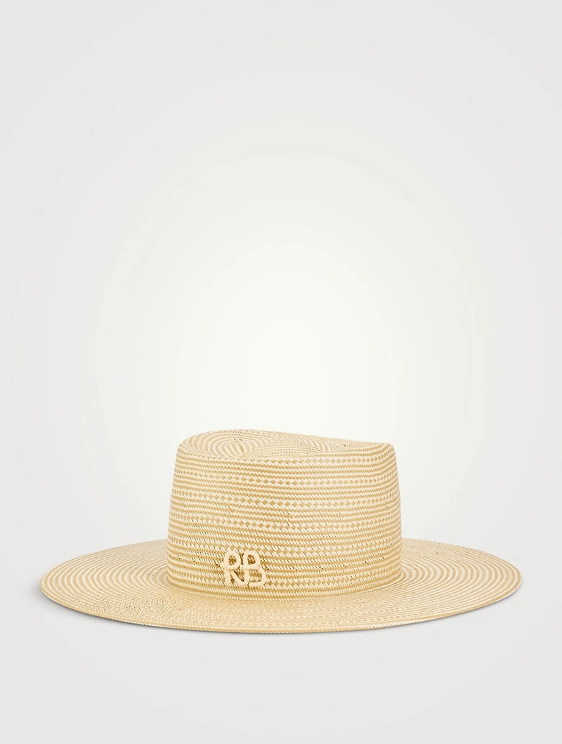 Striped Straw Boater Hat