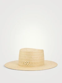 Striped Straw Boater Hat