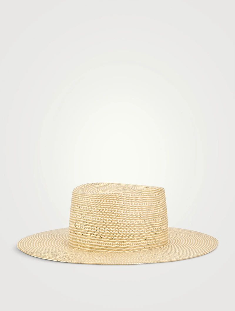 Striped Straw Boater Hat
