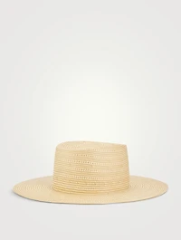 Striped Straw Boater Hat