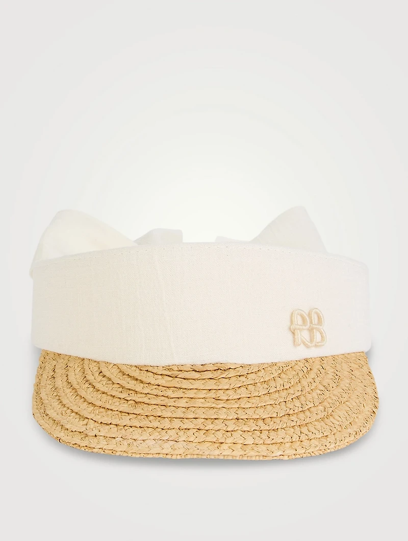 Braide Straw And Linen Visor