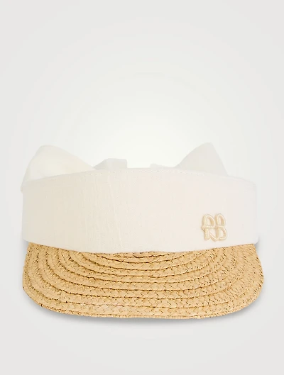 Braide Straw And Linen Visor
