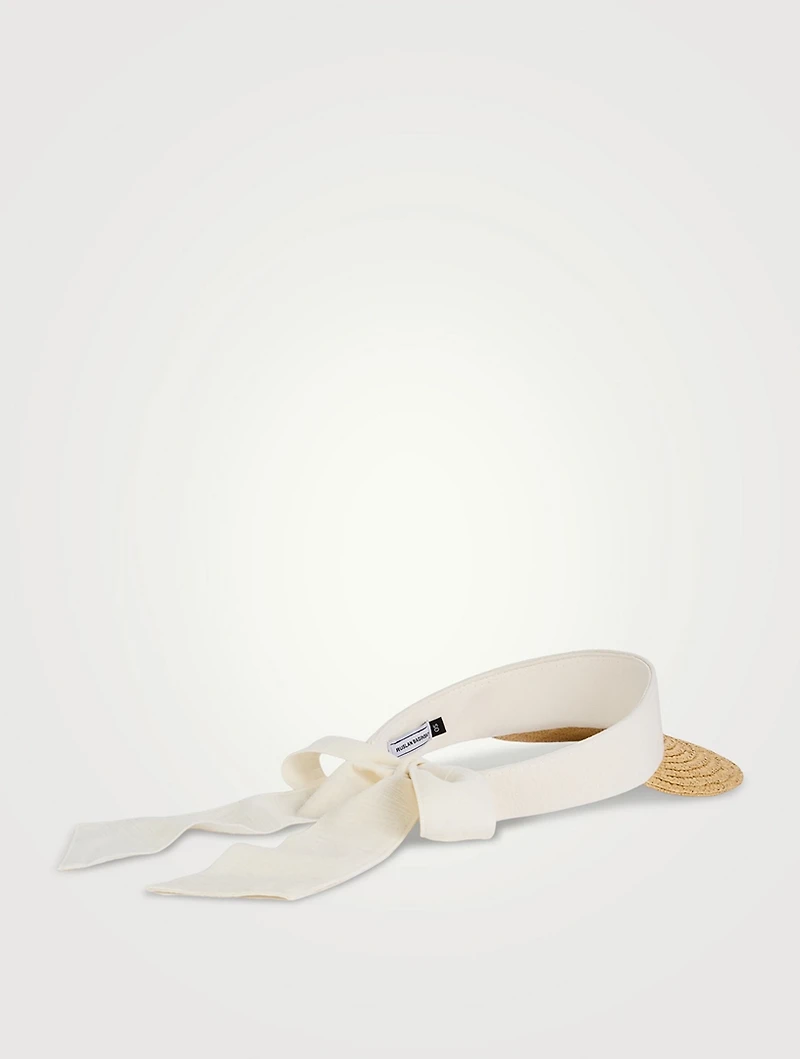 Braide Straw And Linen Visor