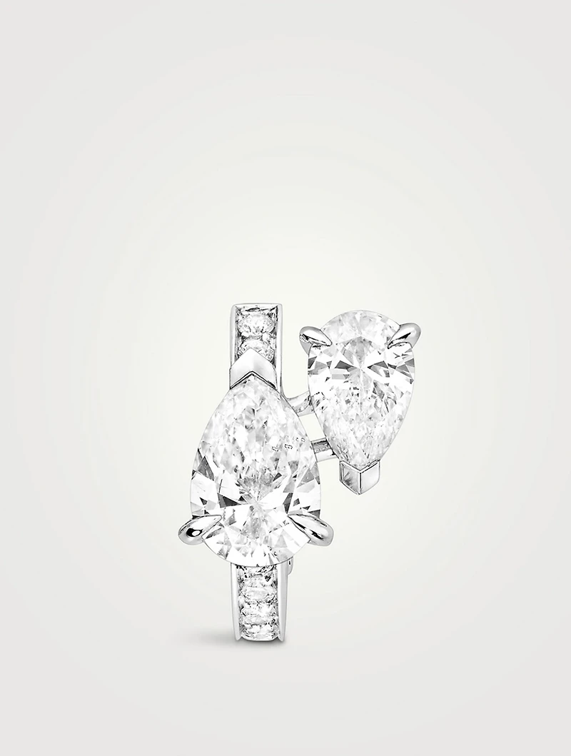 Right Serti Sur Vide 18K White Gold Hoop Earring With Diamonds