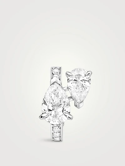 Right Serti Sur Vide 18K White Gold Hoop Earring With Diamonds