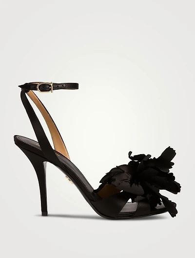 Ghilly Floral-Embellished Satin Sandals