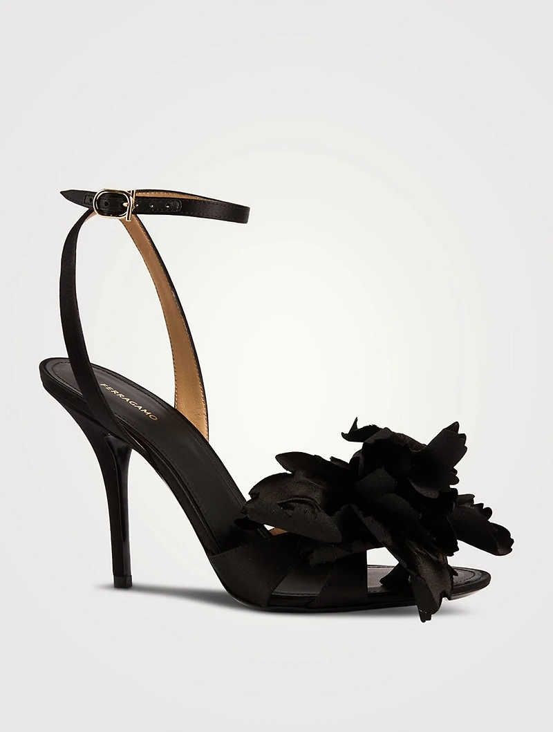Ghilly Floral-Embellished Satin Sandals