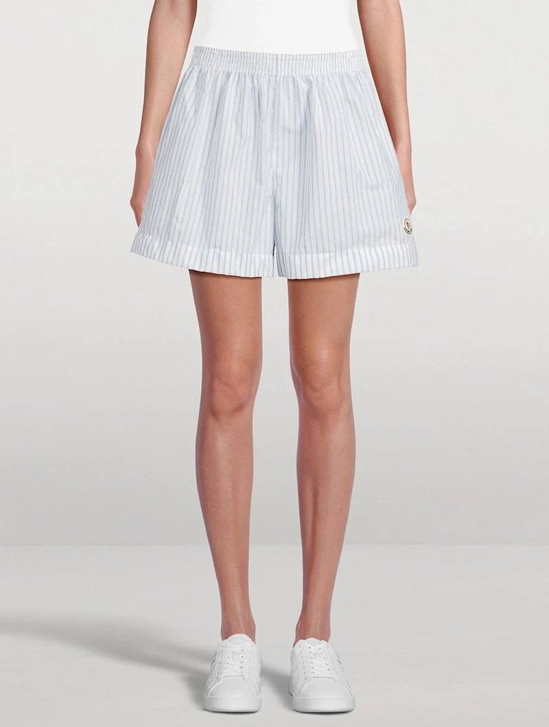 Nylon Shorts Striped Print