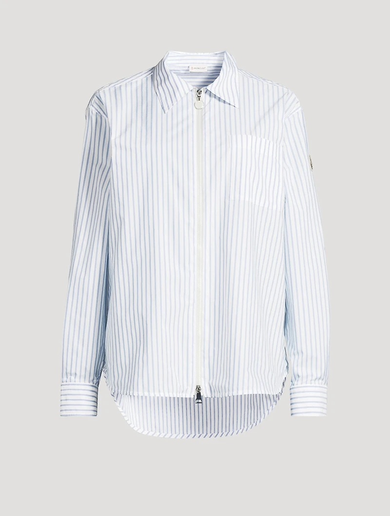 Zip-Front Shirt Stripe Print