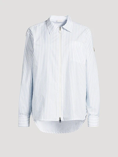 Zip-Front Shirt Stripe Print