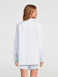 Zip-Front Shirt Stripe Print