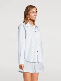 Zip-Front Shirt Stripe Print