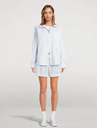 Zip-Front Shirt Stripe Print