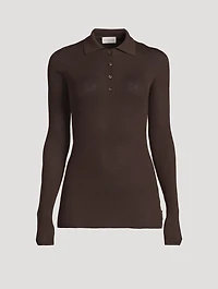 Ribbed Wool Polo Shirt