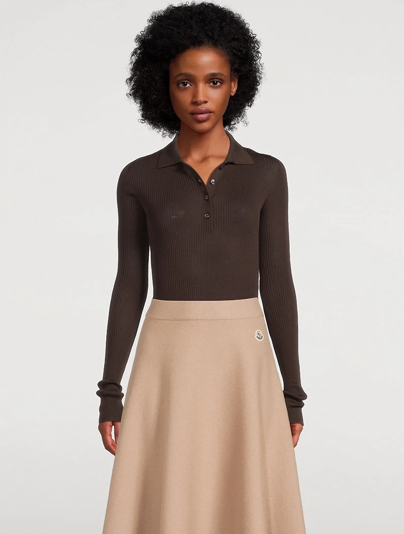 Ribbed Wool Polo Shirt