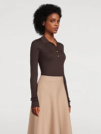 Ribbed Wool Polo Shirt