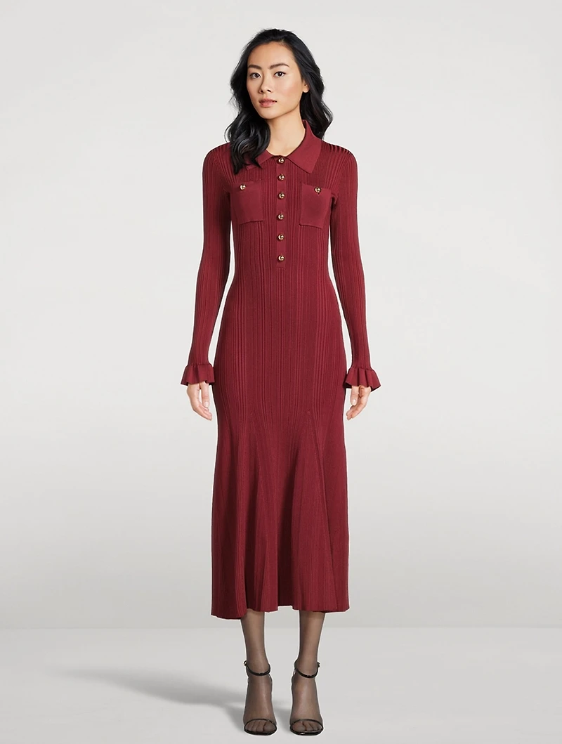 Rib-Knit Midi Dress