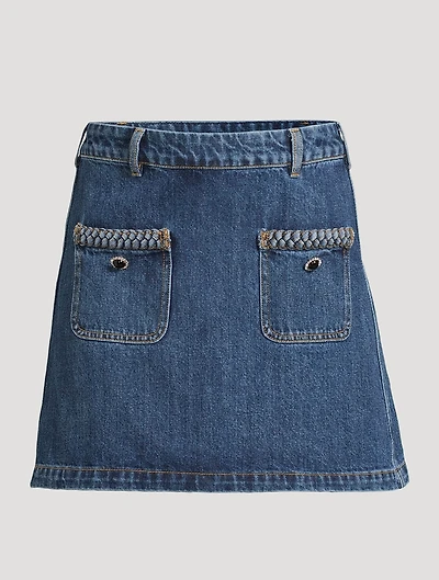 Braided Denim Mini Skirt