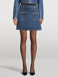 Braided Denim Mini Skirt