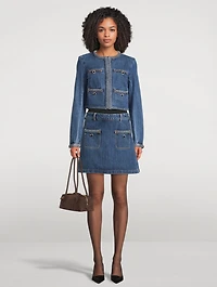 Braided Denim Mini Skirt