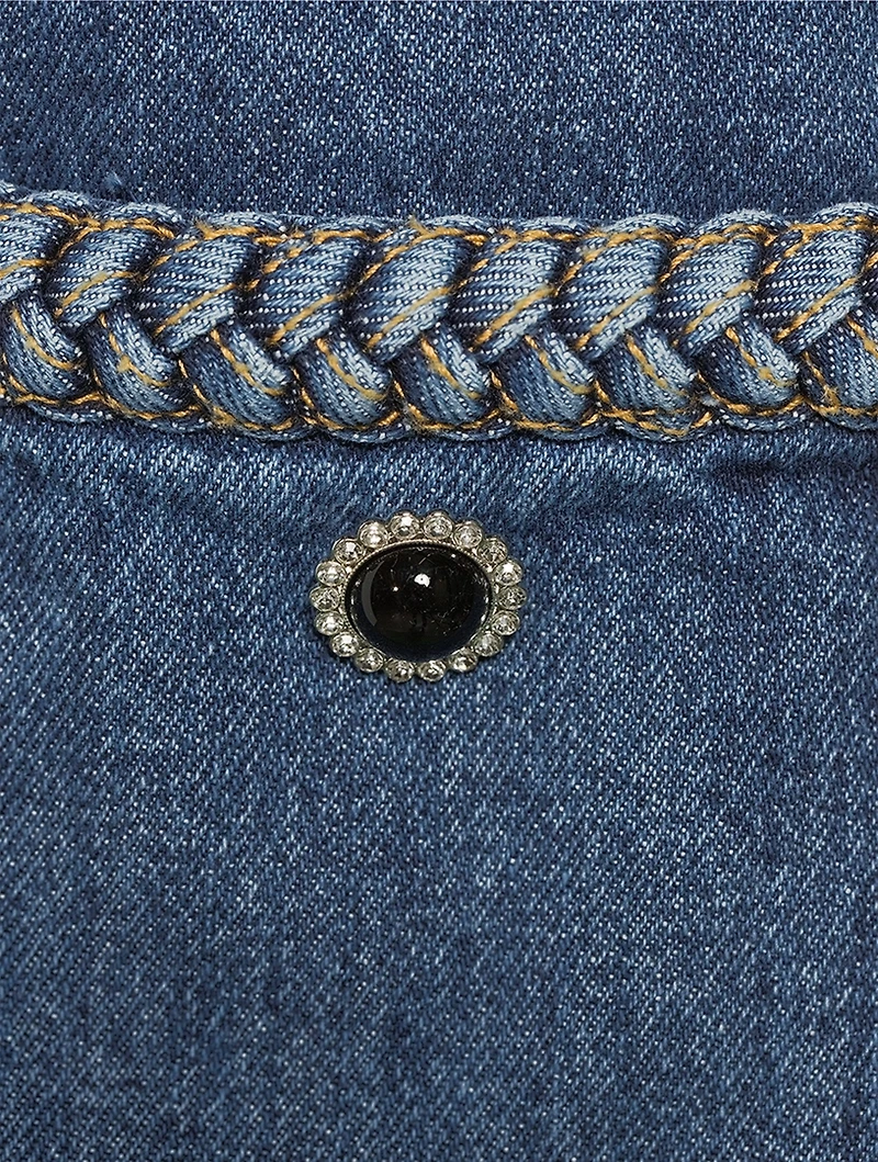 Braided Denim Mini Skirt