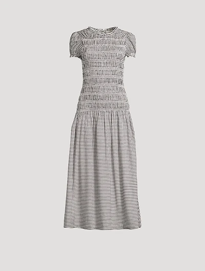 Kiria Smocked Midi Dress Gingham Print