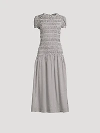 Kiria Smocked Midi Dress Gingham Print