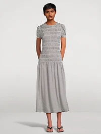 Kiria Smocked Midi Dress Gingham Print