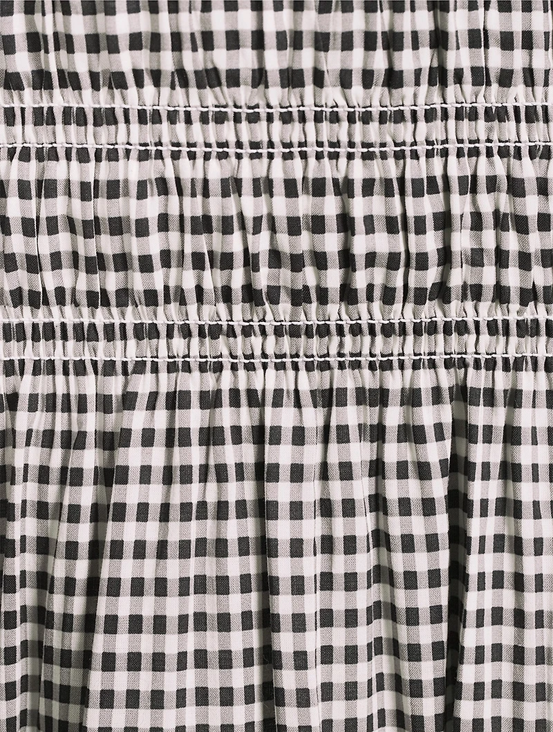 Kiria Smocked Midi Dress Gingham Print
