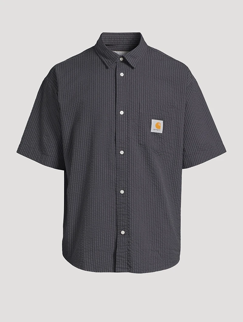 Seersucker Striped Short-Sleeve Shirt