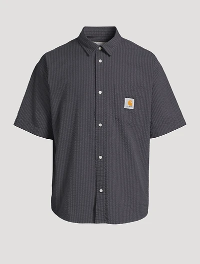 Seersucker Striped Short-Sleeve Shirt