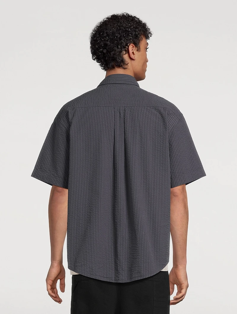 Seersucker Striped Short-Sleeve Shirt