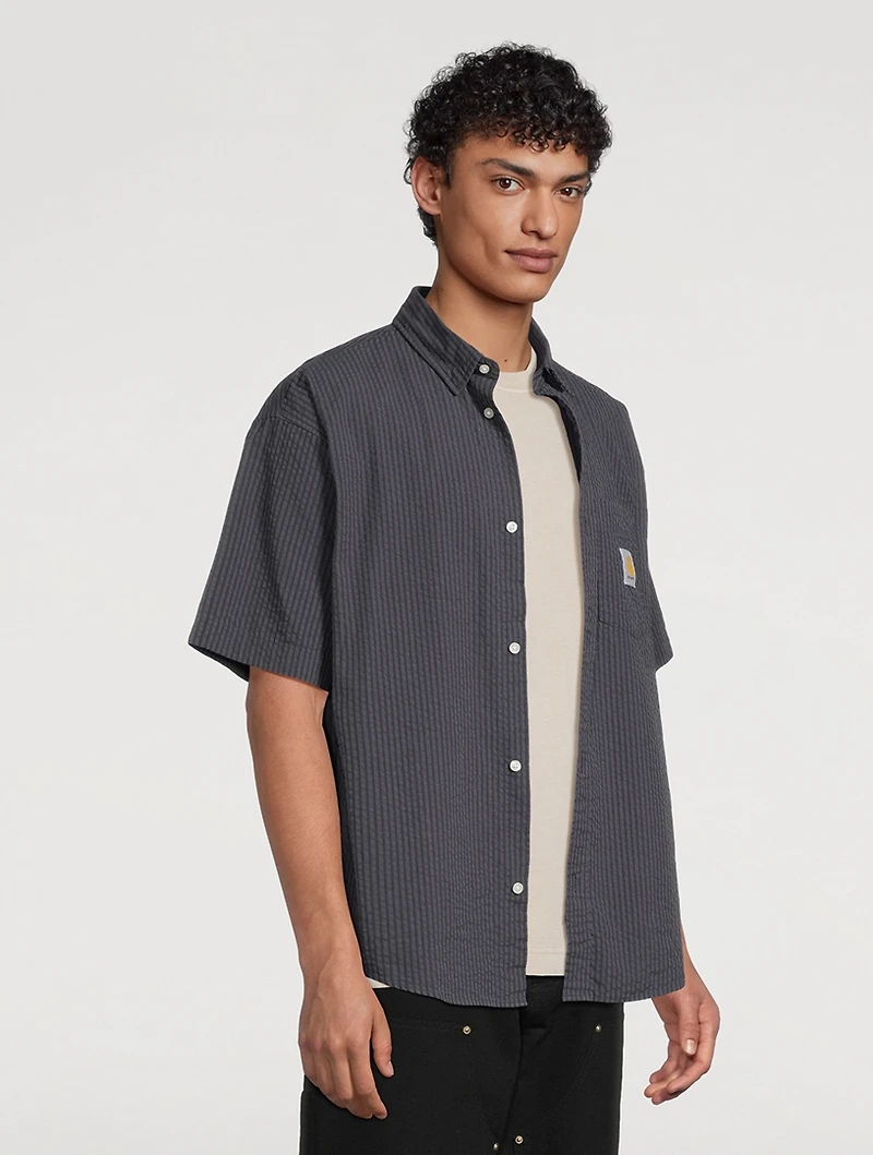 Seersucker Striped Short-Sleeve Shirt