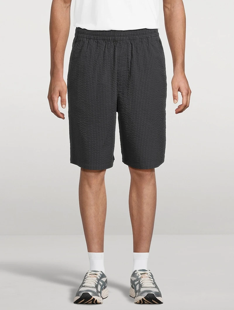 Seersucker Striped Shorts