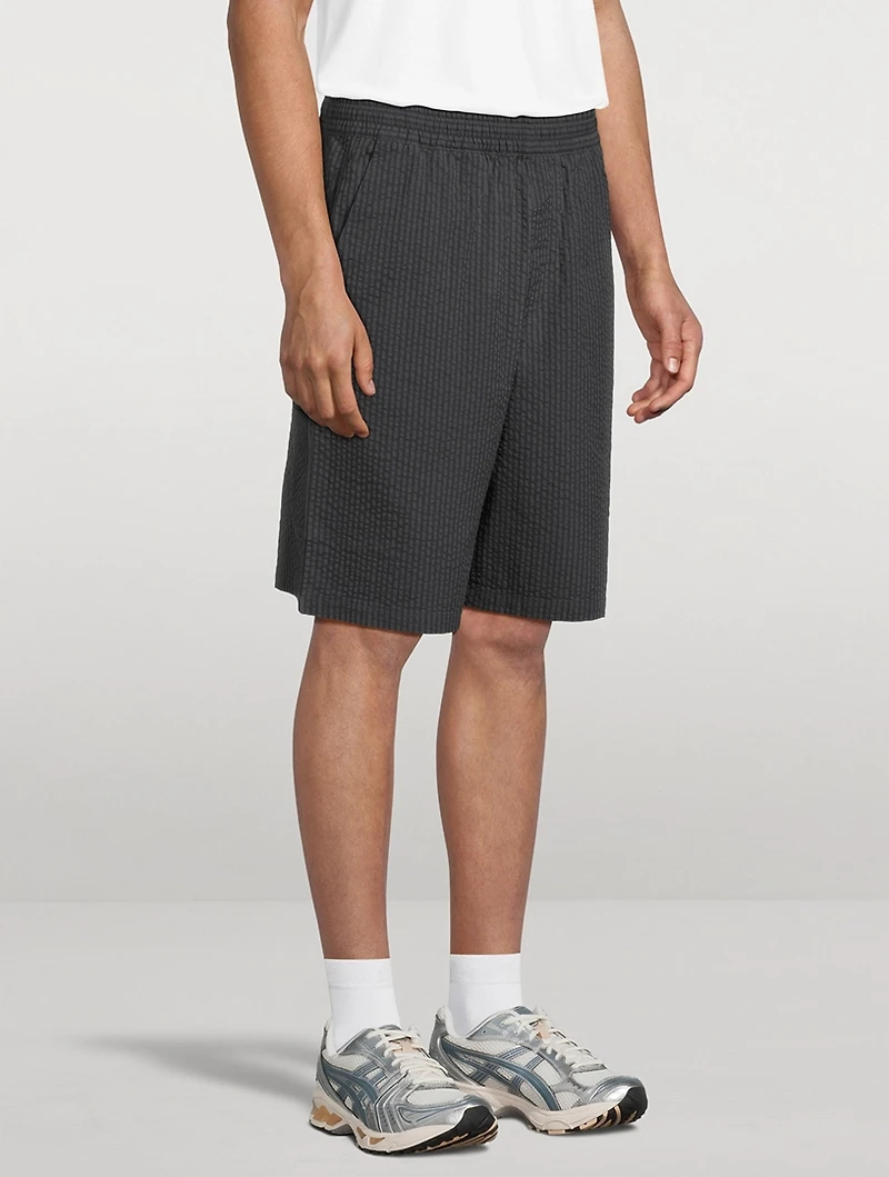 Seersucker Striped Shorts