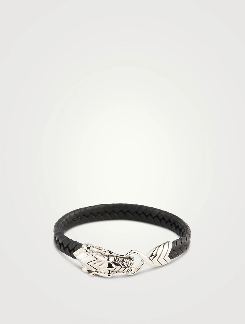 Naga Sterling Silver And Leather Bracelet